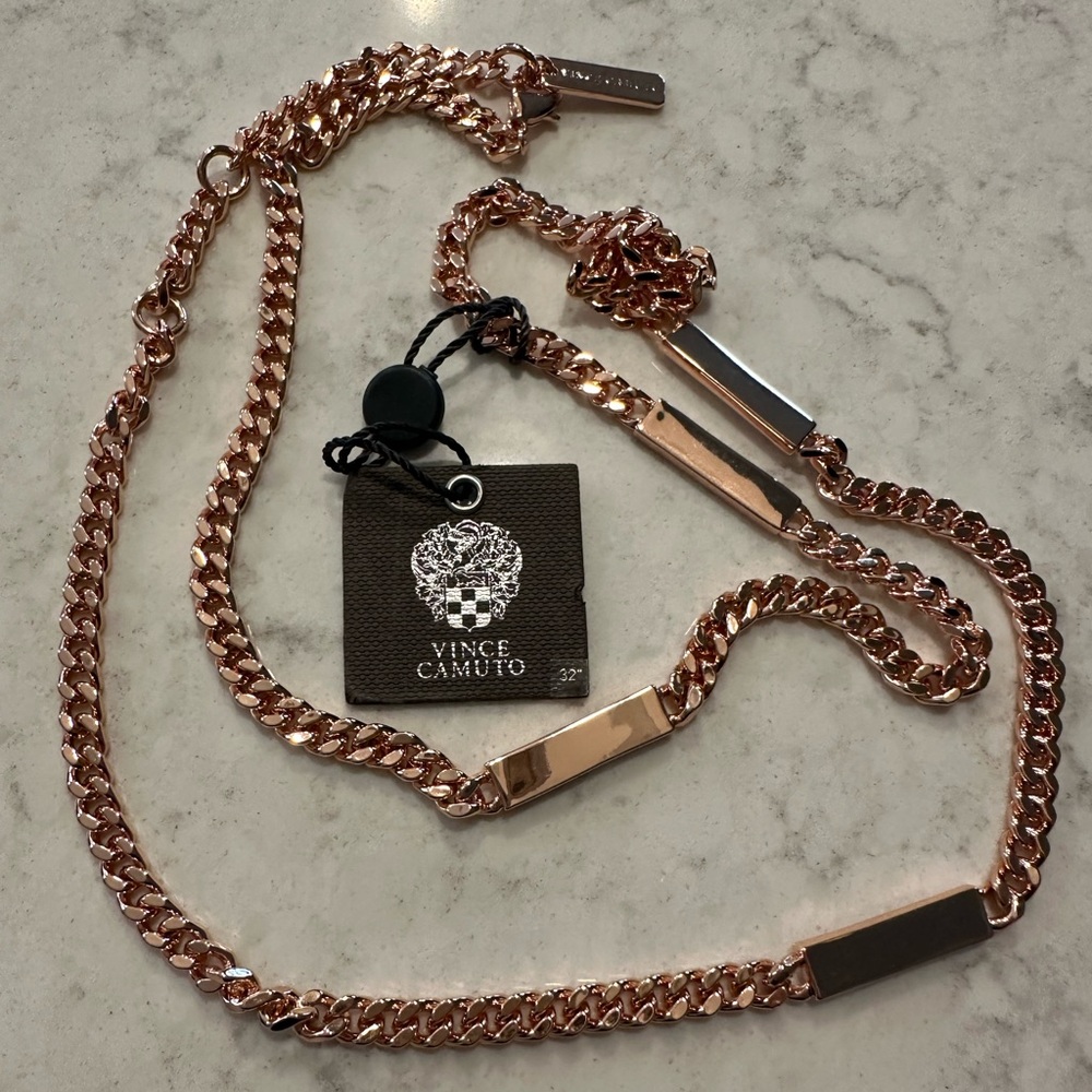 NWT Vince Camuto Rose Gold Lady Link Chain Necklace 34 Inch